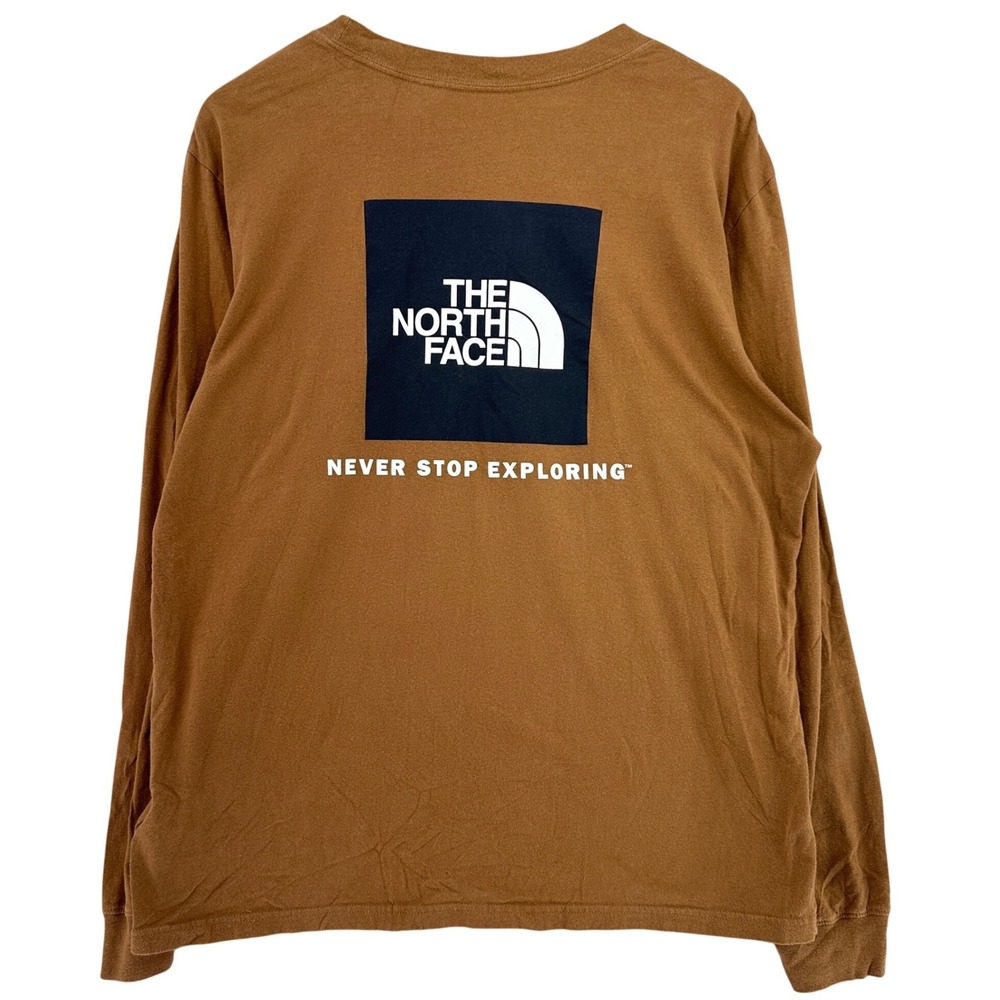 The North Face Box Logo Double Sided Graphic Long Sleeve T-Shirt Brown Mens L